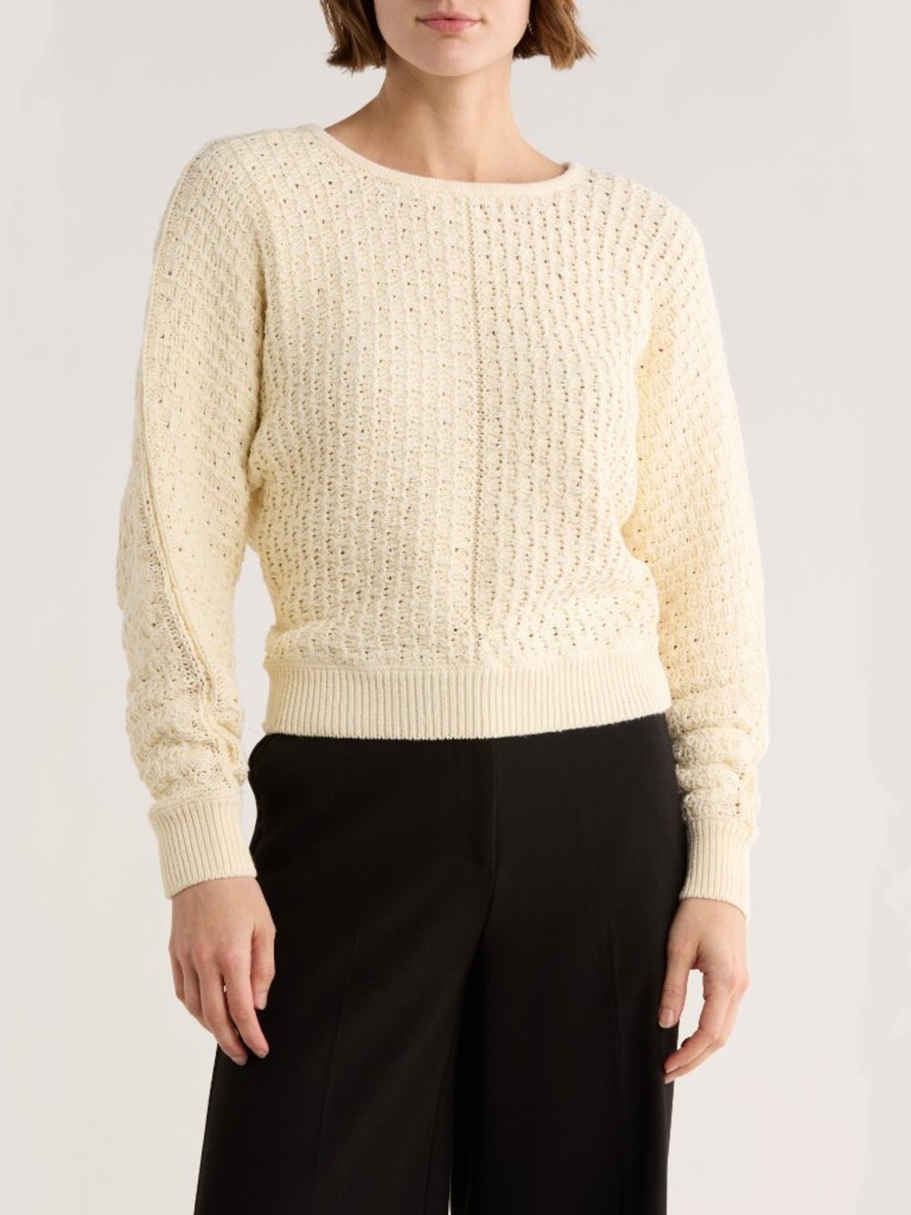 2/$30 NWT Elie Tahari Textured Dolman Sleeve Cotton Sweater Sand Medium #A4279